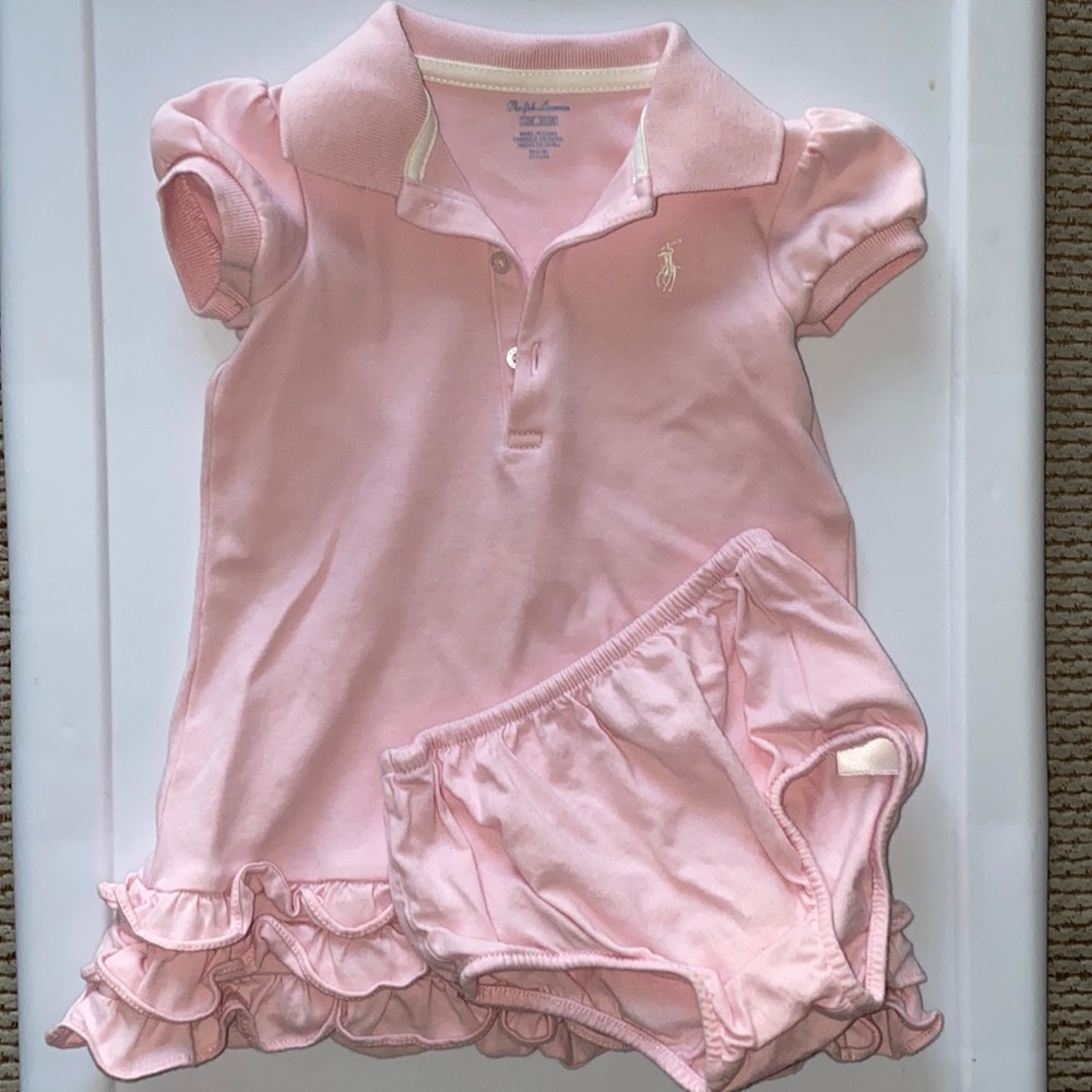 Girls Pink Polo Dress size 12 month
